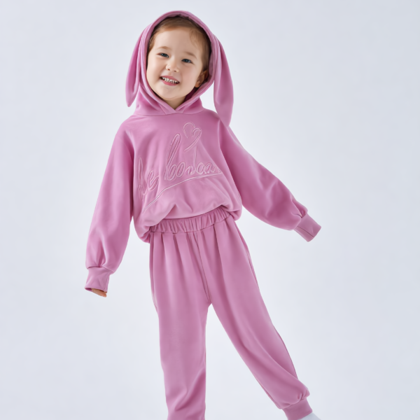 Dres welurowy Królik dziecięcy Le Bonbon – różowy