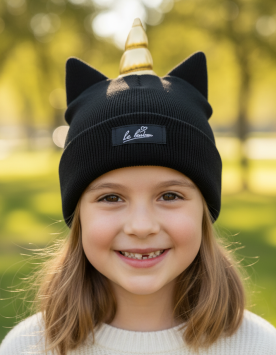 Czapka dziecięca beanie Le Bonbon musztardowa z uszkami